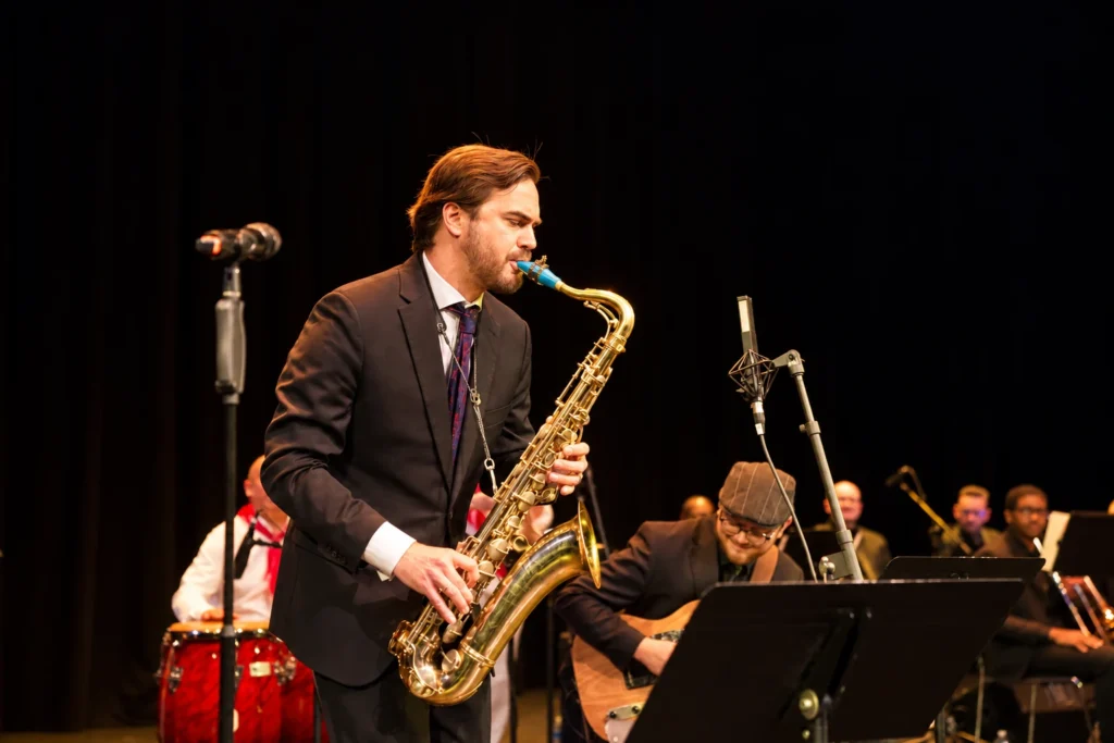Lorenzo Ferrero playing tenor saxophone with the Afro-Peruvian Jazz Orchestra in Washington, DC